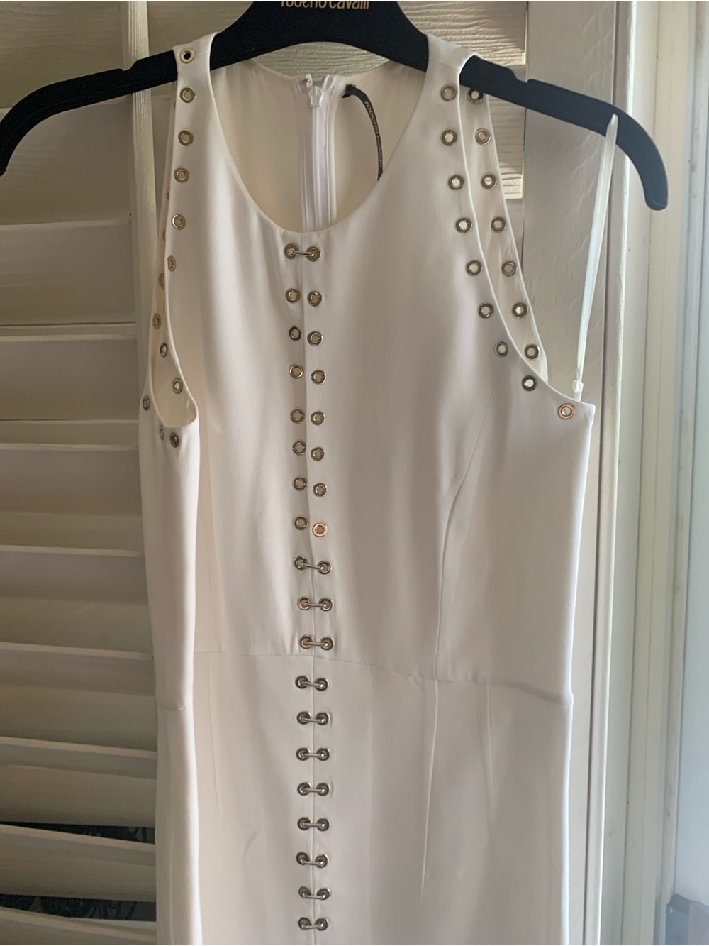 Roberto Cavalli Cream Dress with Stud Trim